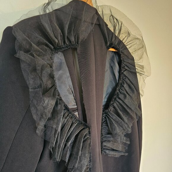 Golden Rod Black Statement Blazer with Back Cut-Outs & Tulle Ruffle – Size M/L - Picture 5 of 7